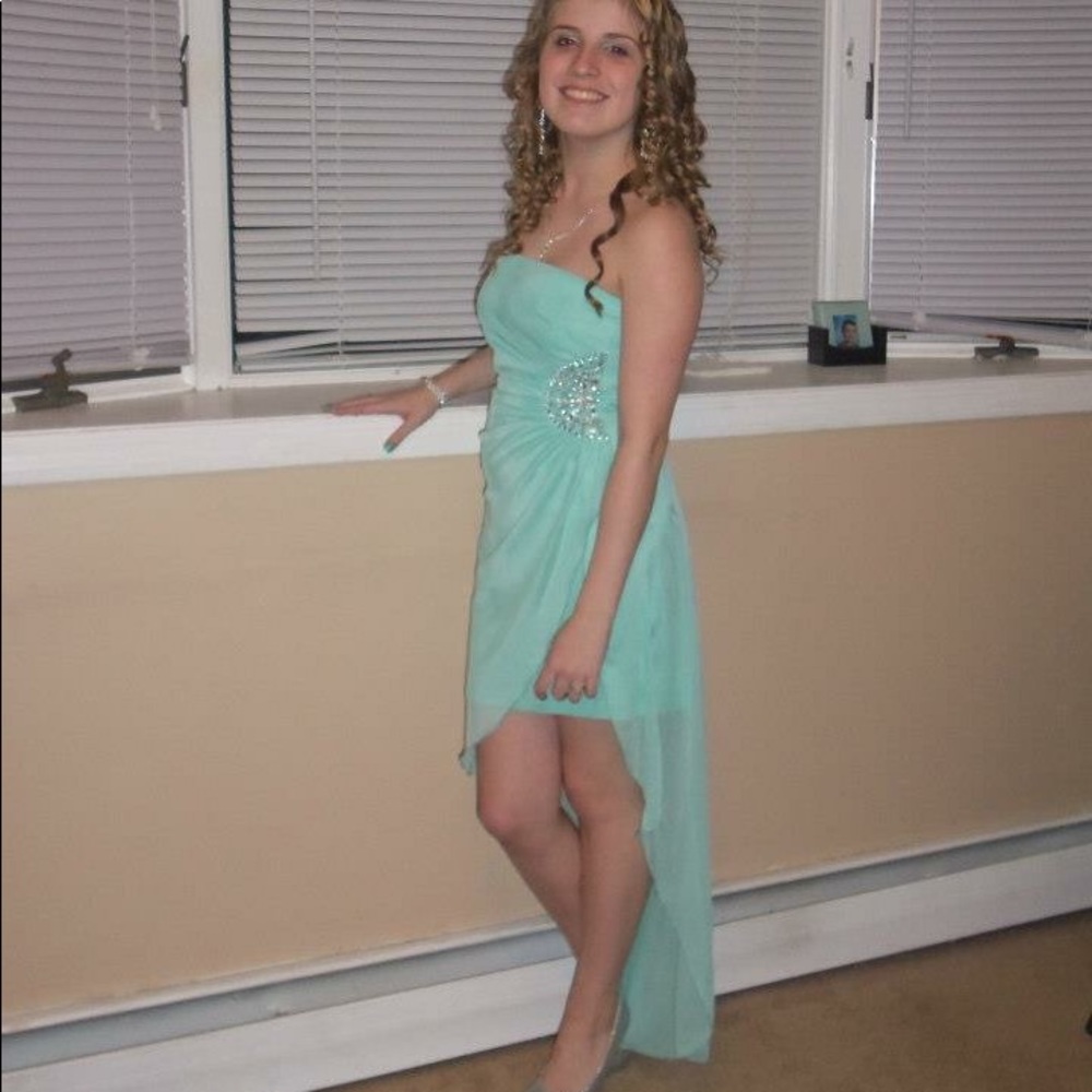 Mint high low dress
